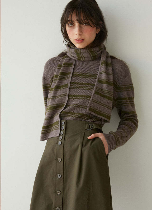 Waffle stripe scarf